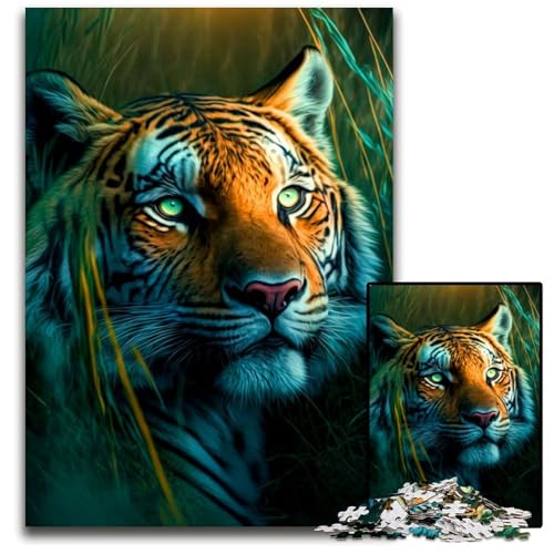 Puzzles für 1000 Teile, Tiger-Puzzles für Erwachsene, Spaß für die ganze Familie, Gehirn-Herausforderung, Teenager, 26x38cm von XHAXING