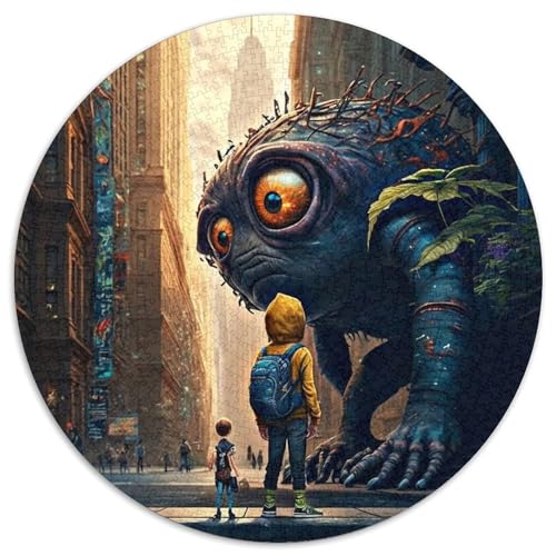 Puzzles für 1000 Teile, riesige Monster, rund, Papierpuzzle, anspruchsvolles Denkspiel für Teenager, perfekt als Heimdekoration oder Geschenk (67,5 x 67,5 cm) von XHAXING