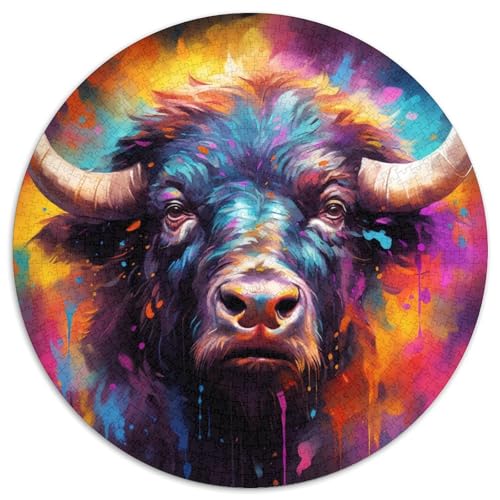 Puzzles für 1000 Teile, rund, Buffalo-Puzzle, anspruchsvolles Denkspiel für Teenager, Spaß für den Spieleabend mit der Familie (Größe 67,5 x 67,5 cm) von XHAXING