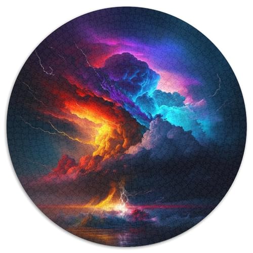 Puzzles für 1000 Teile „Vulkanische Explosion“, runde Puzzles, anspruchsvolle Denksportaufgabe für Teenager, Spaß für den Spieleabend mit der Familie (Größe 67,5 x 67,5 cm) von XHAXING
