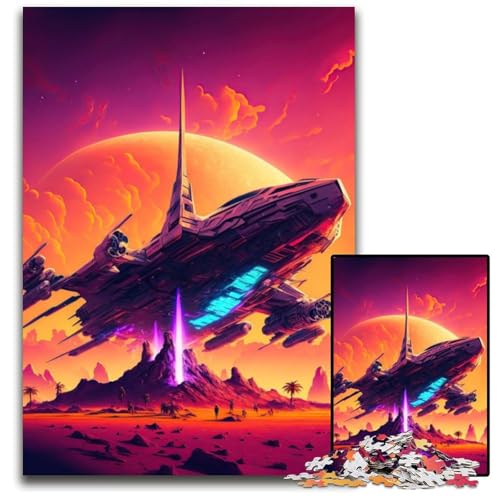 Raumschiff-Sonnenuntergang, 1000-teiliges Puzzle aus Karton, kreatives Familienspiel und Heimdekoration, Teenager, 26x38cm Raumschiff-Sonnenuntergang, 1000-teiliges Puzzle aus Karton, kreatives Familienspiel und Heimdekoration, Teenager, 26x38cm von XHAXING