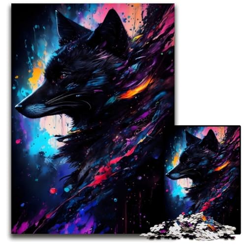 Schwarzer Fuchs Portrait 1000 Teile Puzzle für Erwachsene aus Pappe, zum Entspannen und Herausfordern, farbenfrohe Kunst zur Heimdekoration, Freunde, 26x38cm Schwarzer Fuchs Portrait 1000 Teile Puzzle für Erwachsene aus Pappe, zum Entspannen und Herausfordern, farbenfrohe Kunst zur Heimdekoration, Freunde, 26x38cm von XHAXING