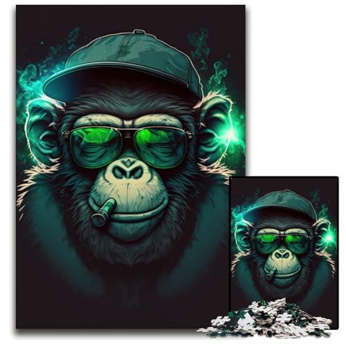 Smoking Monkey Puzzles für 1000 Teile aus Holz, anspruchsvolles DIY-Denkspiel, perfektes Familienspiel oder dekoratives Geschenk, 50x75cm Smoking Monkey Puzzles für 1000 Teile aus Holz, anspruchsvolles DIY-Denkspiel, perfektes Familienspiel oder dekoratives Geschenk, 50x75cm von XHAXING