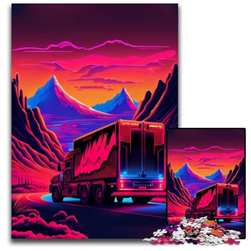 Synthwave Truck 1000-Teile-Puzzle für Erwachsene, Papppuzzle, Entspannung und Herausforderung, farbenfrohe Heimdekorationskunst, Freunde, 26x38cm Synthwave Truck 1000-Teile-Puzzle für Erwachsene, Papppuzzle, Entspannung und Herausforderung, farbenfrohe Heimdekorationskunst, Freunde, 26x38cm von XHAXING