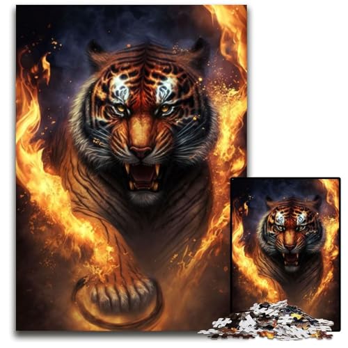 Tiger Fire Puzzles 1000 Teile für Erwachsene Schwierige Puzzles für Erwachsene Herausforderndes Denkspiel - Entspannendes Spielzeug für Teenager 26X38CM/1023x1496inch von XHAXING