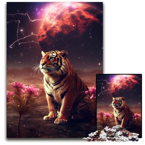 Tiger auf dem Mars, 1000-teiliges Puzzle, Holzpuzzle, Denksportaufgabe, Teenager und Heimdekoration, 50x75cm Tiger auf dem Mars, 1000-teiliges Puzzle, Holzpuzzle, Denksportaufgabe, Teenager und Heimdekoration, 50x75cm von XHAXING