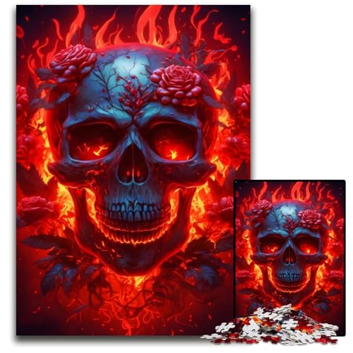 Totenkopf- und Rosenpuzzle für 1000 Teile aus Pappe, anspruchsvolles DIY-Denkspiel, perfektes Familienspiel oder dekoratives Geschenk, 26x38cm Totenkopf- und Rosenpuzzle für 1000 Teile aus Pappe, anspruchsvolles DIY-Denkspiel, perfektes Familienspiel oder dekoratives Geschenk, 26x38cm von XHAXING