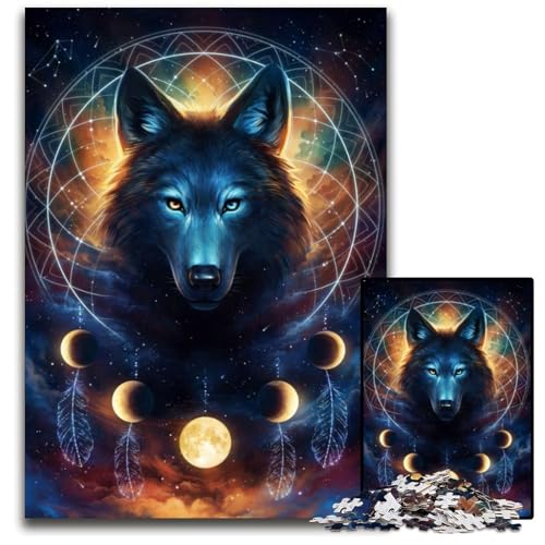 Traumfänger-Wolf-Puzzle für Erwachsene, 1000 Teile, Puzzle für Erwachsene, perfekte Heim- oder Bürodekoration, 26x38cm Traumfänger-Wolf-Puzzle für Erwachsene, 1000 Teile, Puzzle für Erwachsene, perfekte Heim- oder Bürodekoration, 26x38cm von XHAXING