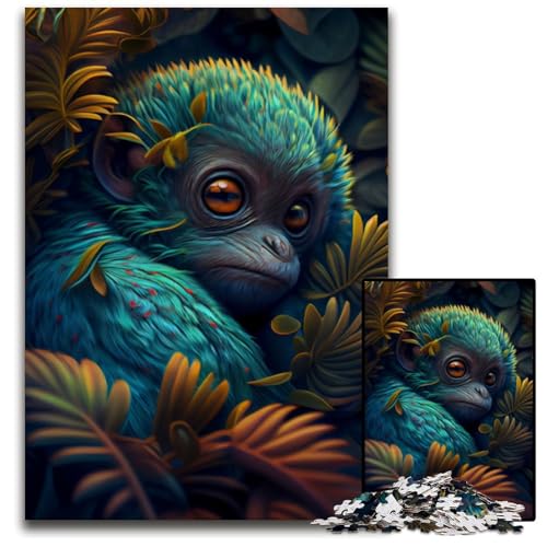 Tropischer Alien-AFFE, Cyan-Puzzle für 1000 Teile aus Pappe, anspruchsvolles DIY-Denkspiel, perfektes Familienspiel oder dekoratives Geschenk, 26x38cm Tropischer Alien-AFFE, Cyan-Puzzle für 1000 Teile aus Pappe, anspruchsvolles DIY-Denkspiel, perfektes Familienspiel oder dekoratives Geschenk, 26x38cm von XHAXING