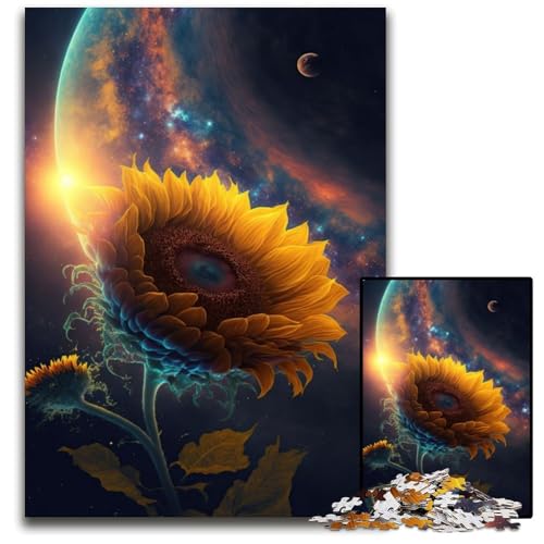 Universe Sunflower 1000-teiliges Puzzle für Erwachsene, schwierige Rätsel für Erwachsene, anspruchsvolles Denkspiel für Teenager, Spaß für den Familienspielabend, 50x75cm von XHAXING