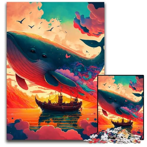 Whales Voyage Puzzle für Erwachsene, 1000 Teile, anspruchsvolle Puzzles, Familienspaß, Gehirntraining, Teenager, 26x38cm von XHAXING