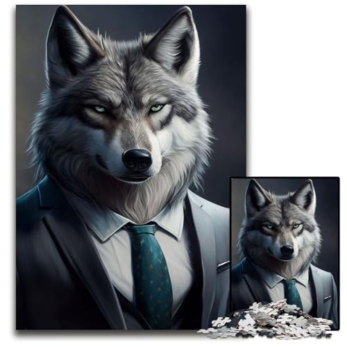 Wolfskostüm-Tierpuzzle 1000 Teile für Erwachsene Schwierige Puzzles für Erwachsene Herausforderndes Denkspiel - Entspannendes Spielzeug für Teenager 50x75CM/19.68x29.52inch von XHAXING