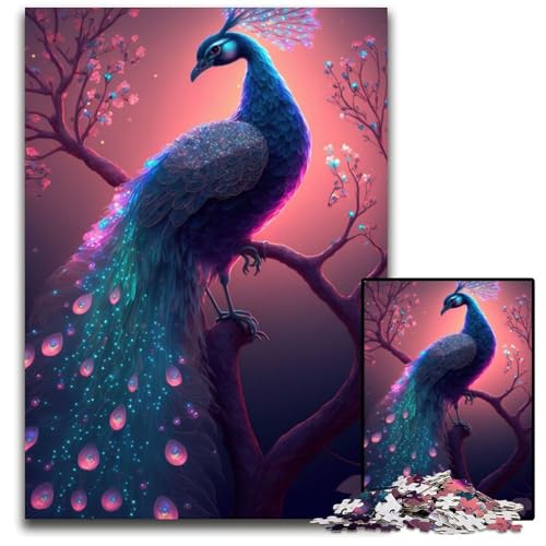 Wunderschönes leuchtendes Pfauen-Puzzle mit 1000 Teilen für Erwachsene, perfekt für Teenager und Sammler, ideale Heimdekoration und Reisegeschenk, 26x38cm Wunderschönes leuchtendes Pfauen-Puzzle mit 1000 Teilen für Erwachsene, perfekt für Teenager und Sammler, ideale Heimdekoration und Reisegeschenk, 26x38cm von XHAXING