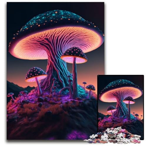 Zauberpilz auf einem Hügel Puzzle 1000 Teile für Erwachsene, anspruchsvolle Puzzles, perfekte Dekoration für Zuhause oder das Büro, 50 x 75 cm von XHAXING