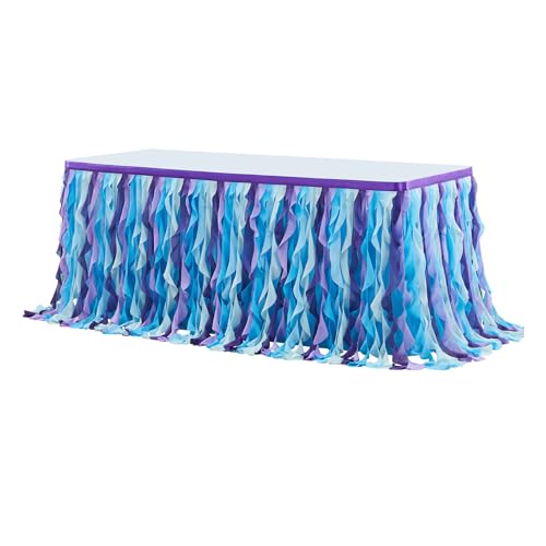 XHDZSW Table Skirt Rectangular, Spandex Elastic Tablecloth with Skirt, Knitterfrei Table Skirts Mit Plissierten Rüschen Hochzeiten Geburtstag Bankett (1 Pack-6FT(1.83mx0.77m),Lila) von XHDZSW