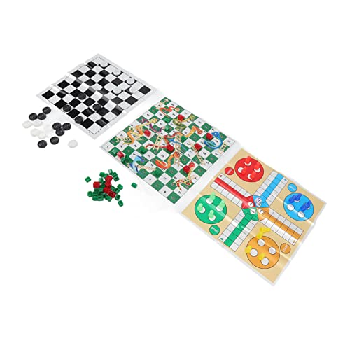 4 in 1 Brettspielen Set Clear Muster Faltbare Tragbare Prüfer Schachspielzeug für Kids Parties Familienreisen Camping von XHIKOWAT