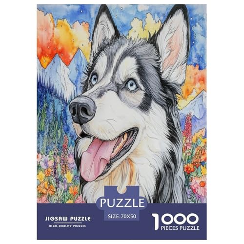 Alaskanische Malamute Puzzle 1000-teilige Schwer Puzzle Spielzeug Pädagogisches Spiel Impossible Herausforderungsspielzeug Für Erwachsene Und Kinder Ab 14 Jahren 70x50cm/1000pcs von XHSMSHWY