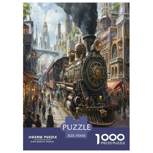 Dampfzug Puzzle 1000 Teile Schwer Puzzle Spielzeug Pädagogisches Spiel Impossible Herausforderungsspielzeug Für Erwachsene Und Kinder in Bewährter 70x50cm/1000pcs von XHSMSHWY