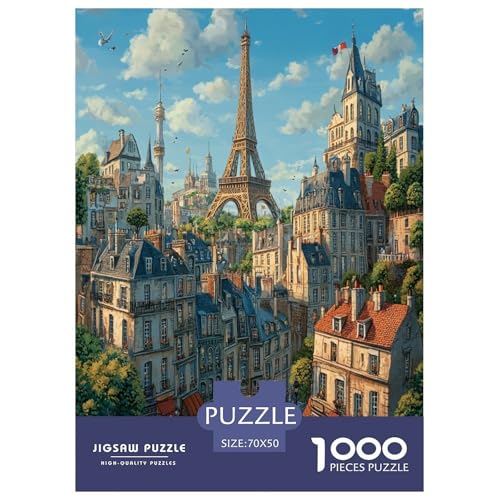 Eiffelturm Puzzles 1000 Teile Schwer Puzzle Spielzeug Pädagogisches Spiel Impossible Herausforderungsspielzeug Für Erwachsene Kinder 70x50cm/1000pcs von XHSMSHWY