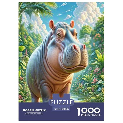 Hippopotamus Puzzle 1000 Teile Schwer Puzzle Spielzeug Lernspiel Impossible Herausforderungsspielzeug Für Erwachsene Und Kinder in Bewährter 38x26cm/1000pcs von XHSMSHWY