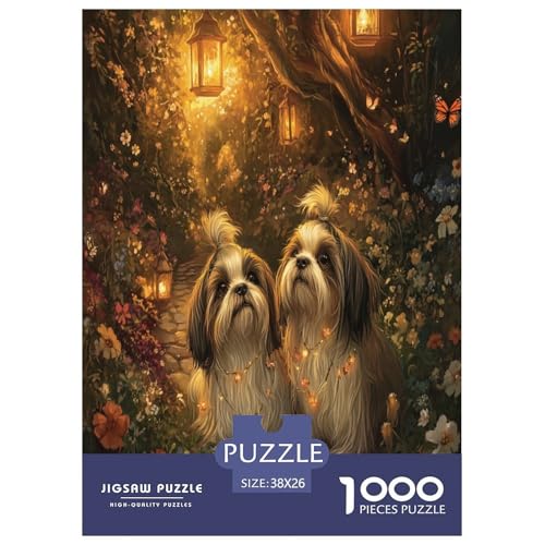 Shih Tzu Puzzle 1000-teilige Schwer Puzzle Spielzeug Pädagogisches Spiel Impossible Herausforderungsspielzeug Für Erwachsene Kinder 38x26cm/1000pcs von XHSMSHWY