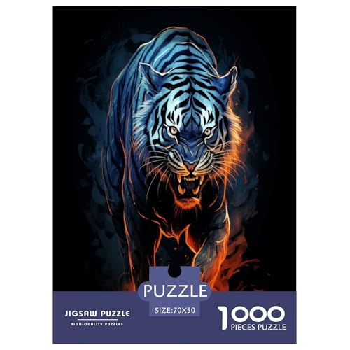 Tiger Puzzle 1000 Teile Schwer Puzzle Spielzeug Pädagogisches Spiel Impossible Herausforderungsspielzeug Für Erwachsene Kinder 70x50cm/1000pcs von XHSMSHWY