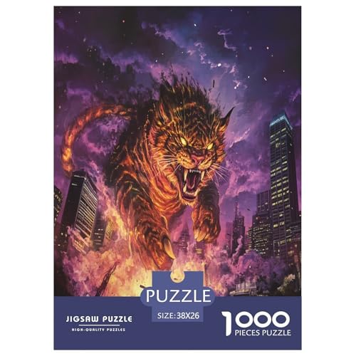 Tiger Puzzle 1000-teilige Schwer Puzzle Spielzeug Pädagogisches Spiel Impossible Herausforderungsspielzeug Für Erwachsene Kinder 38x26cm/1000pcs von XHSMSHWY