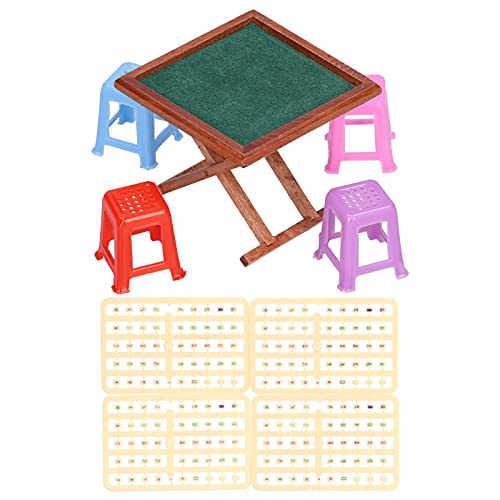 XHTLLO 1:12 Puppenhaus-Miniatur-Mahjong-Tisch, Hochsimuliertes Mahjong-Spielset Mit Detaillierten Stühlen Für Die Puppenhaus-Dekoration(8.5cm -3,7 cm) von XHTLLO