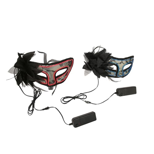 XHTLLO 2-teilige LED-Spitzen-Gesichtsbedeckung Mit 3 Lichtmodi Für Kostümtanzpartys, Venezianische Partys Und Halloween-Partys, Atmungsaktive Und Bequeme Venezianische Masken Mit Versteckten Trägern von XHTLLO