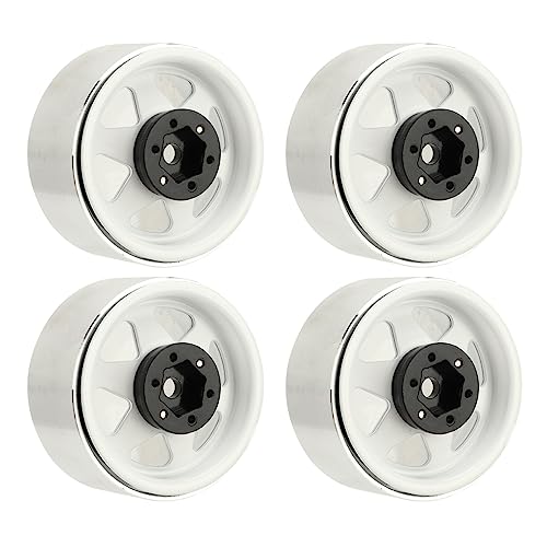 XHTLLO 4 Stück Metall Deeper Dish Hub Beadlock Felgen – Versatz ‑8,9 Mm Für SCX10 90046 1,9 Zoll(Weiß) von XHTLLO