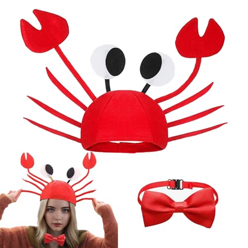 Krabben Hut Einzigartiger Lustiger Hut mit Roter Fliege Partyhut für Kinder Erwachsene Damen Herren Kopfbedeckung für Halloween Karneval Cosplay Ostern Weihnachten Party Lustige Kopfbedeckung von XHWOLGARIAN