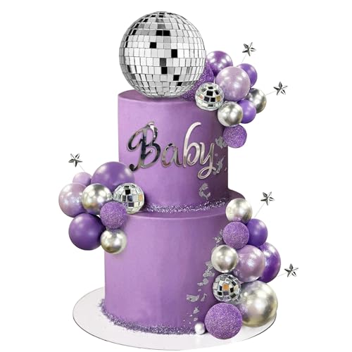 Discokugel Tortendeko, Discokugel Kuchen Toppers, Kuchen Deko Discokugel Lila, Kugeln Tortendeko Disco für Geburtstag, Disco Party Dekoration Discokugel Tortendeko, Discokugel Kuchen Toppers, Kuchen Deko Discokugel Lila, Kugeln Tortendeko Disco für Geburtstag, Disco Party Dekoration von XIABYAYU