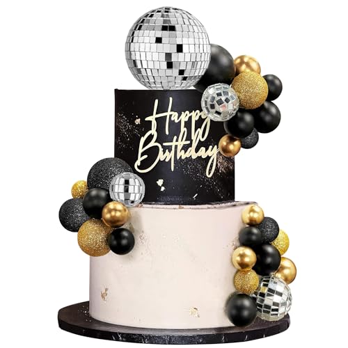 Discokugel Tortendeko, Discokugel Kuchen Toppers, Kuchen Deko Discokugel Schwarz Gold, Kugeln Tortendeko Disco für Geburtstag, Disco Party Dekoration Discokugel Tortendeko, Discokugel Kuchen Toppers, Kuchen Deko Discokugel Schwarz Gold, Kugeln Tortendeko Disco für Geburtstag, Disco Party Dekoration von XIABYAYU
