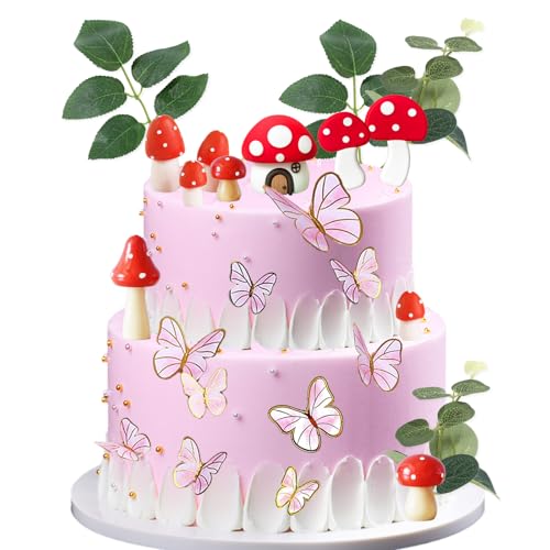 Feen Kuchendeko, Pilz kuchendeko, 24 Stück Feen Tortendeko Set, Schmetterling Cake Topper, Kuchen Dekoration Mädchen, Gras Tortendeko für Kinder Mädchen Geburtstag Party Feen Kuchendeko, Pilz kuchendeko, 24 Stück Feen Tortendeko Set, Schmetterling Cake Topper, Kuchen Dekoration Mädchen, Gras Tortendeko für Kinder Mädchen Geburtstag Party von XIABYAYU