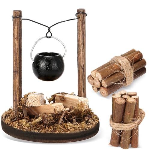 Miniatur Lagerfeuer, Mini Puppenhaus Zubehör, Puppenhaus Lagerfeuer, Mini Lagerfeuer Deko, Wichtel Zubehör Feuerstelle, Miniatur Deko für Puppenhaus, Halloween, Weihnachten von XIABYAYU
