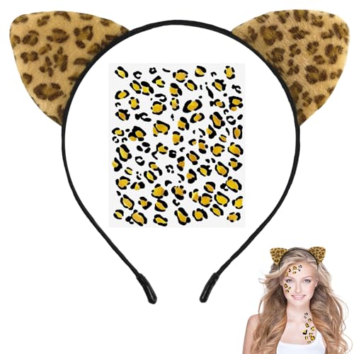 XIABYAYU Leopard Kostüm Set, Leopard Stirnband, Leoparden Ohren Haarreif mit Temporäre Tattoos, Leopard Kostüm Zubehör für Karneval, Fastnacht, Rollenspiele XIABYAYU Leopard Kostüm Set, Leopard Stirnband, Leoparden Ohren Haarreif mit Temporäre Tattoos, Leopard Kostüm Zubehör für Karneval, Fastnacht, Rollenspiele von XIABYAYU