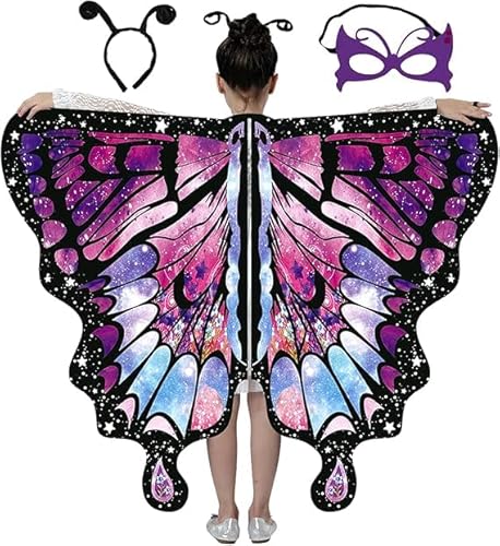 XIABYAYU Schmetterlingsflügel Kinder, Schmetterling Kostüm Kinder, Schmetterling Umhang Kinder mit Maske und Haarreif, Schmetterling Kostüm Mädchen für Karneval, Tanzkostüme, Rollenspiele XIABYAYU Schmetterlingsflügel Kinder, Schmetterling Kostüm Kinder, Schmetterling Umhang Kinder mit Maske und Haarreif, Schmetterling Kostüm Mädchen für Karneval, Tanzkostüme, Rollenspiele von XIABYAYU