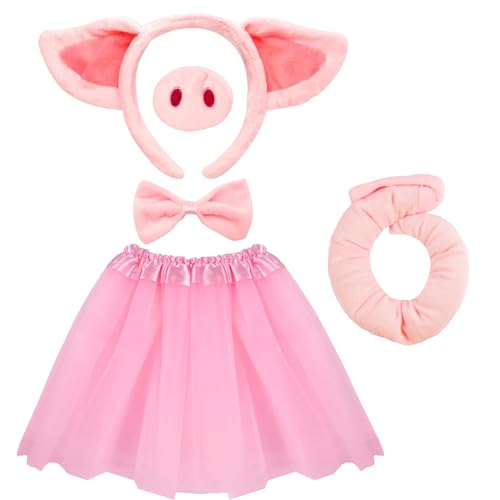 XIABYAYU Schwein Kostüm Set, Schwein Ohren Stirnband, Schwein Kostüm Kinder, Schweinenase Kostüm, Rosa Verkleidung Kinder Tiere mit Schwanz, Fliege, für Karneval, Halloween, Cosplay Party XIABYAYU Schwein Kostüm Set, Schwein Ohren Stirnband, Schwein Kostüm Kinder, Schweinenase Kostüm, Rosa Verkleidung Kinder Tiere mit Schwanz, Fliege, für Karneval, Halloween, Cosplay Party von XIABYAYU
