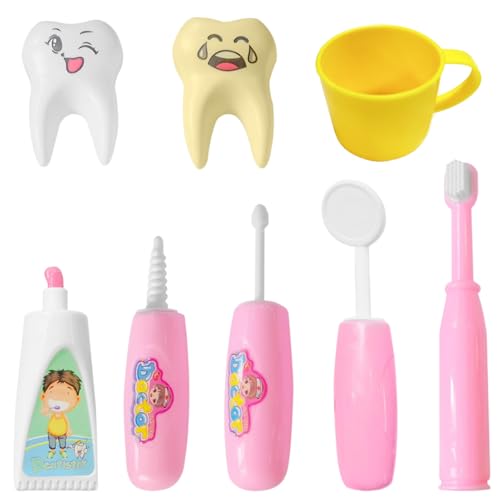 Zähne Putzen Spielzeug, 8 Pcs Zahn Kinder Spielzeug, Kinder Zahnarzt Spielset, Rosa, Zahnarzt Spiele für Rollenspiele für Mädchen, Jungen ab 3 Jahren Zähne Putzen Spielzeug, 8 Pcs Zahn Kinder Spielzeug, Kinder Zahnarzt Spielset, Rosa, Zahnarzt Spiele für Rollenspiele für Mädchen, Jungen ab 3 Jahren von XIABYAYU
