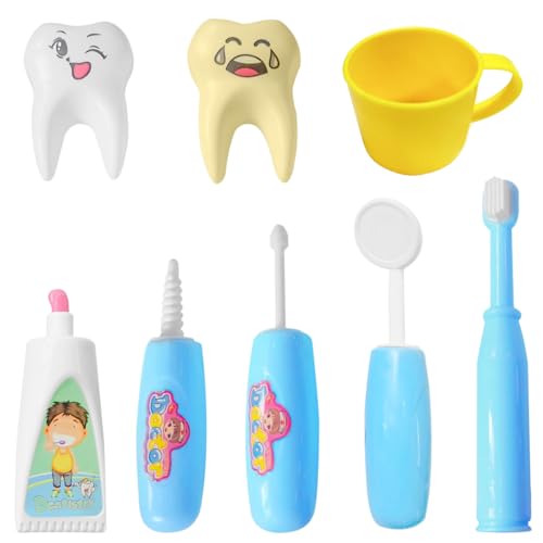 Zähne Putzen Spielzeug, 8 Pcs Zahn Kinder Spielzeug, Kinder Zahnarzt Spielset, Blau, Zahnarzt Spiele für Rollenspiele für Mädchen, Jungen ab 3 Jahren Zähne Putzen Spielzeug, 8 Pcs Zahn Kinder Spielzeug, Kinder Zahnarzt Spielset, Blau, Zahnarzt Spiele für Rollenspiele für Mädchen, Jungen ab 3 Jahren von XIABYAYU