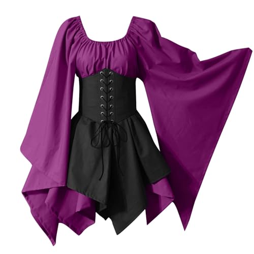 XIADUOBAAN Gothic Kleidung Damen Mittelalter Kleidung Damen Halloween Kostüm Korsett Kleid mit Fledermausärmel Karneval Kostüm Retro Renaissance Kleid Partykleid Cosplay Traditionelles Kostüme XIADUOBAAN Gothic Kleidung Damen Mittelalter Kleidung Damen Halloween Kostüm Korsett Kleid mit Fledermausärmel Karneval Kostüm Retro Renaissance Kleid Partykleid Cosplay Traditionelles Kostüme von XIADUOBAAN