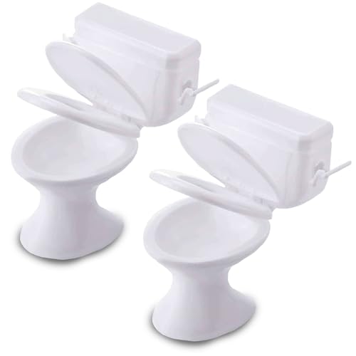 Miniatur Puppenhaus Toiletten, 2 PCS Puppenhaus Badezimmer Zubehör, Mini Puppenhaus Toilettenmodell, Miniatur Puppenhaus Zubehör, Wichtel Zubehör Set, Geburtstagsgeschenke für Kinder (A) von XIAGAW