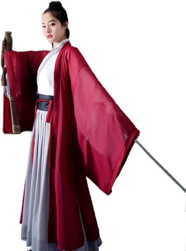 XIALON Chinesisches Hanfu-Kleid für Damen, Han-Dynastie-Kostüm, weite Ärmel, asiatisches Traditional, Größe M 160 cm Höhe 55 kg, Rot XIALON Chinesisches Hanfu-Kleid für Damen, Han-Dynastie-Kostüm, weite Ärmel, asiatisches Traditional, Größe M 160 cm Höhe 55 kg, Rot von XIALON