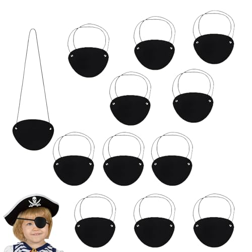 12 Stück Augenklappen für Kinder Verstellbar Piraten Augenklappe 3D Elastische Augenmaske für Halloween Piratenkostüm Piratenthema Cosplay von XIANGJIEU