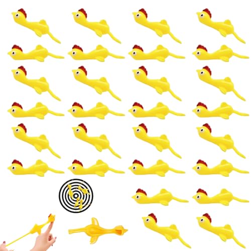 XIANGJIEU 30 Stück Schleuder Huhn Finger Strecken Fliegende Hühner Finger Stretch Flying Chicken Spielzeug Neuheit Katapult Huhn für Kinder von XIANGJIEU
