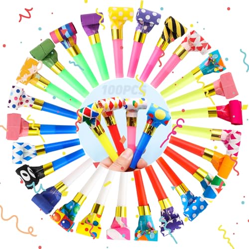 XIANGLONGY 100 Stück Tröte Kindergeburtstag, Partytröten, Tröten für Kinderspielzeug, Tröte Kinder für Partys, Geburtstagsfeiern, Festliche Anlässe (100 stück) von XIANGLONGY
