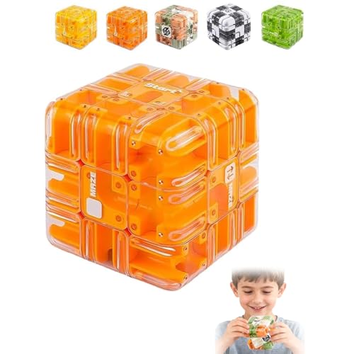 Large Labyrinth 3D Puzzles Maze Cubes - Engaging Brain Teaser Toy 3D Maze Cube, Brain Training Puzzle Magic Cube for Stress Relief & Logic Development (Orange) von XIANGSHI