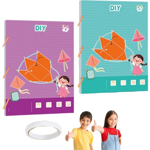 Pull String 3D Geometry Lernbuch, 3D Math Geometry Kit with 9/12/15 Geometric Solids, Safe Braided Rope Design, Geometrie Lernspielzeug Geschenk für Jungen und Mädchen (2Pcs,9+12 Models) von XIANGSHI