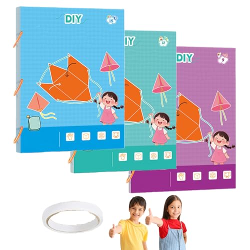 Pull String 3D Geometry Lernbuch, 3D Math Geometry Kit with 9/12/15 Geometric Solids, Safe Braided Rope Design, Geometrie Lernspielzeug Geschenk für Jungen und Mädchen (3Pcs,9+12+15 Models) von XIANGSHI