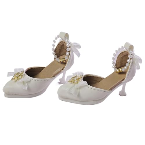 XIANMY Doll High Heels Bowknot Sandalen Schuhe Mini Freizeitschuhe Stiefel für 45 cm Mädchen Puppen 1/4 BJD Puppe Dress-Up Doll Kostüm Zubehör Weiß von XIANMY